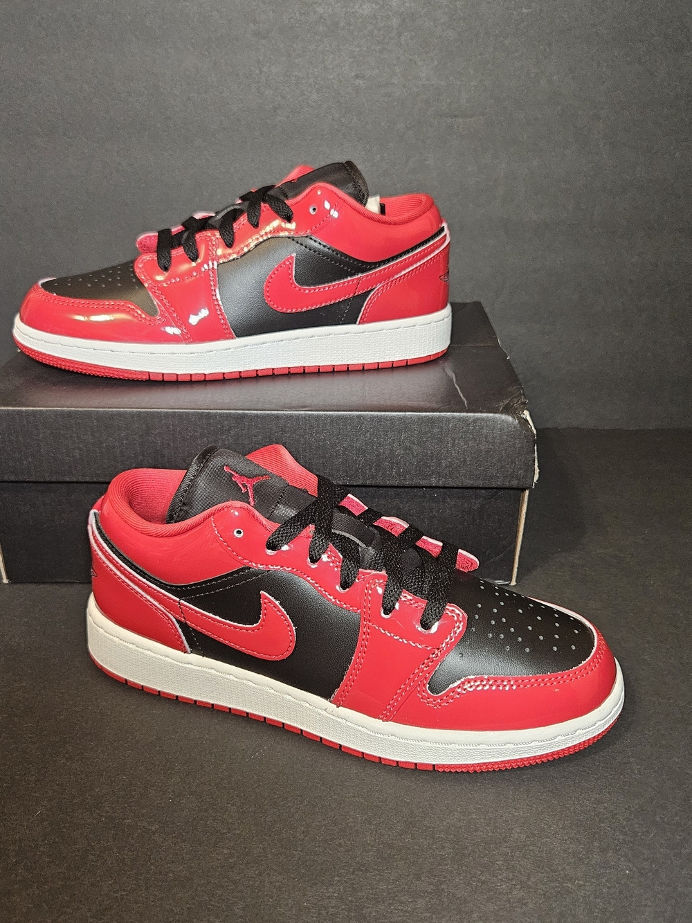 Jordan  Air Jordan 1 Low SE Patent Varsity  Red and Black Low-Top Sneakers